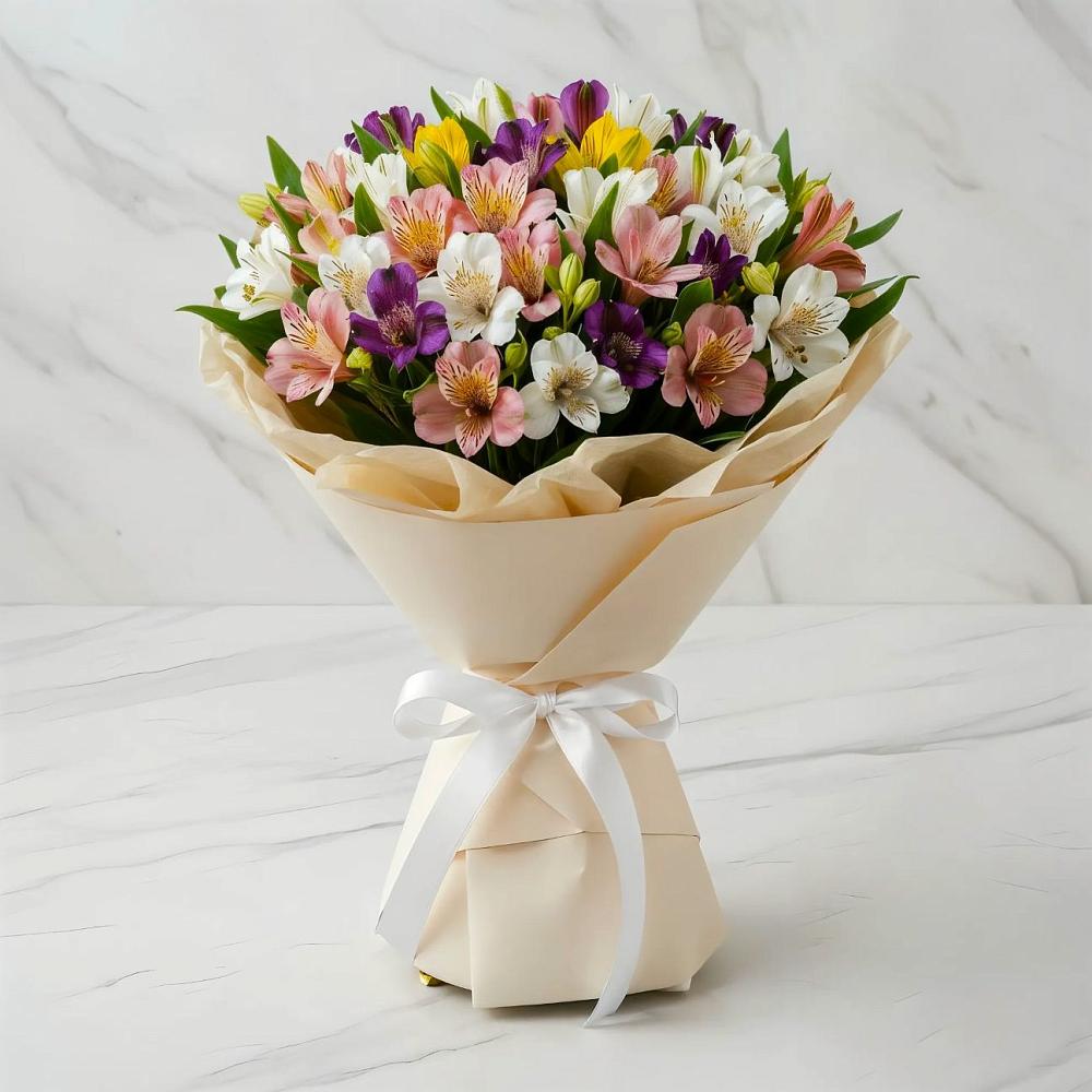 Букет цветов из: Альстромерии в Новый Свет