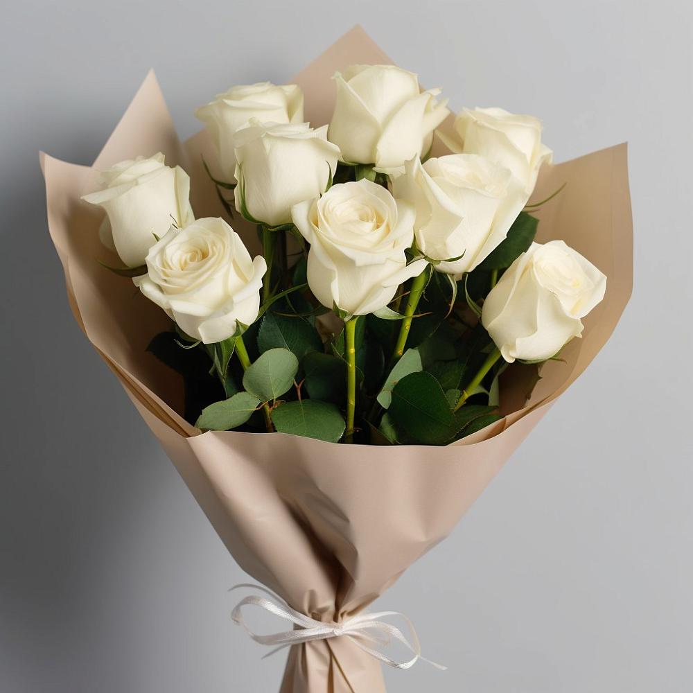 Букет 9 Белых роз Эдлесс Лав в Новый Свет