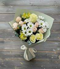 Букет цветов из:  Альстромерии, Розы и Хризантемы в Новый Свет